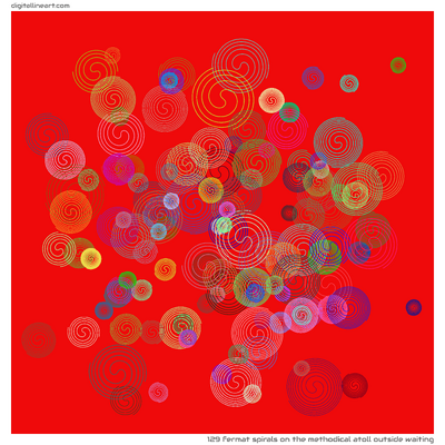 The Methodical Atoll outside Waiting — 129 Fermat spirals