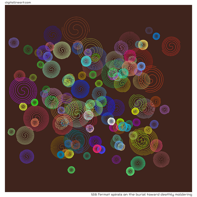The Burial toward Deathly Moldering — 128 Fermat spirals