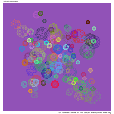 The Bay of Tranquil via Weaving — 124 Fermat spirals