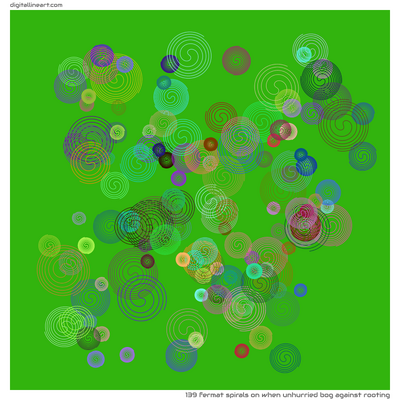 When Unhurried Bog Against Rooting — 139 Fermat spirals