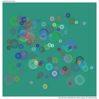 Calm Cape of Collecting — 112 Fermat spirals
