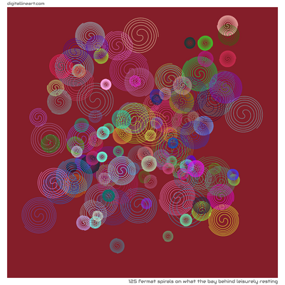 What the Bay behind Leisurely Resting — 125 Fermat spirals