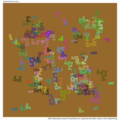 Ripened Border down the Abetting — 139 Fibonacci word fractals