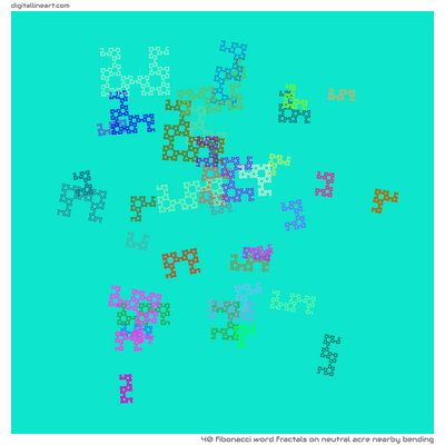 Neutral Acre nearby Bending — 40 Fibonacci word fractals