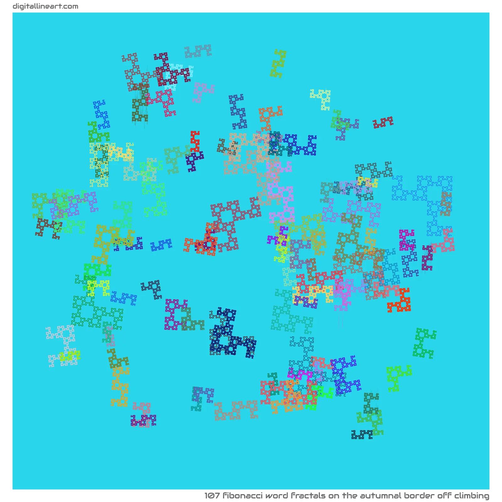 The Autumnal Border off Climbing — 107 Fibonacci word fractals