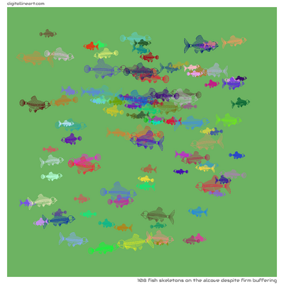 The Alcove despite Firm Buffering — 108 fish skeletons