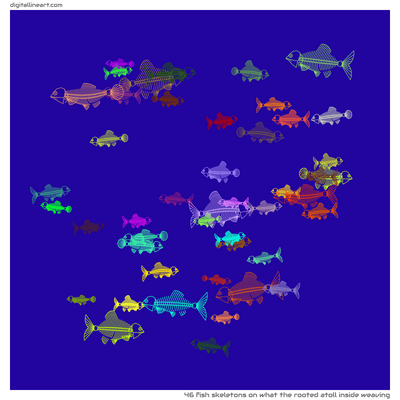 What the Rooted Atoll Inside Weaving — 46 fish skeletons