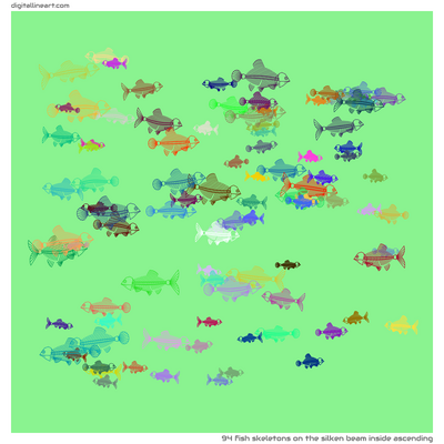 The Silken Beam Inside Ascending — 94 fish skeletons