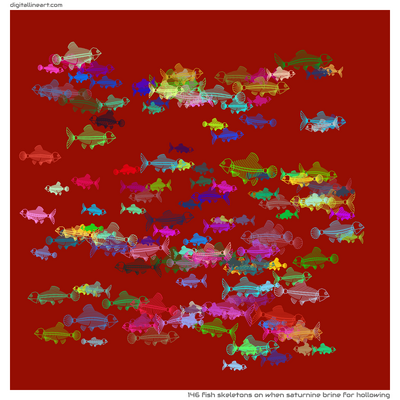 When Saturnine Brine for Hollowing — 146 fish skeletons