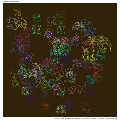 What the Cairn from Cursed Demolishing — 100 flow fields