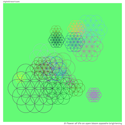Open Bloom opposite Brightening — Flower of Life, 21 elements