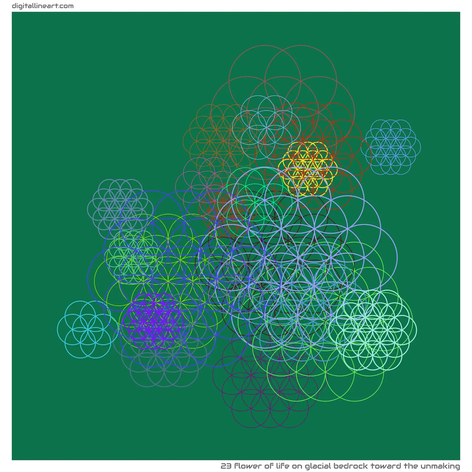 Glacial Bedrock toward the Unmaking — Flower of Life, 23 elements
