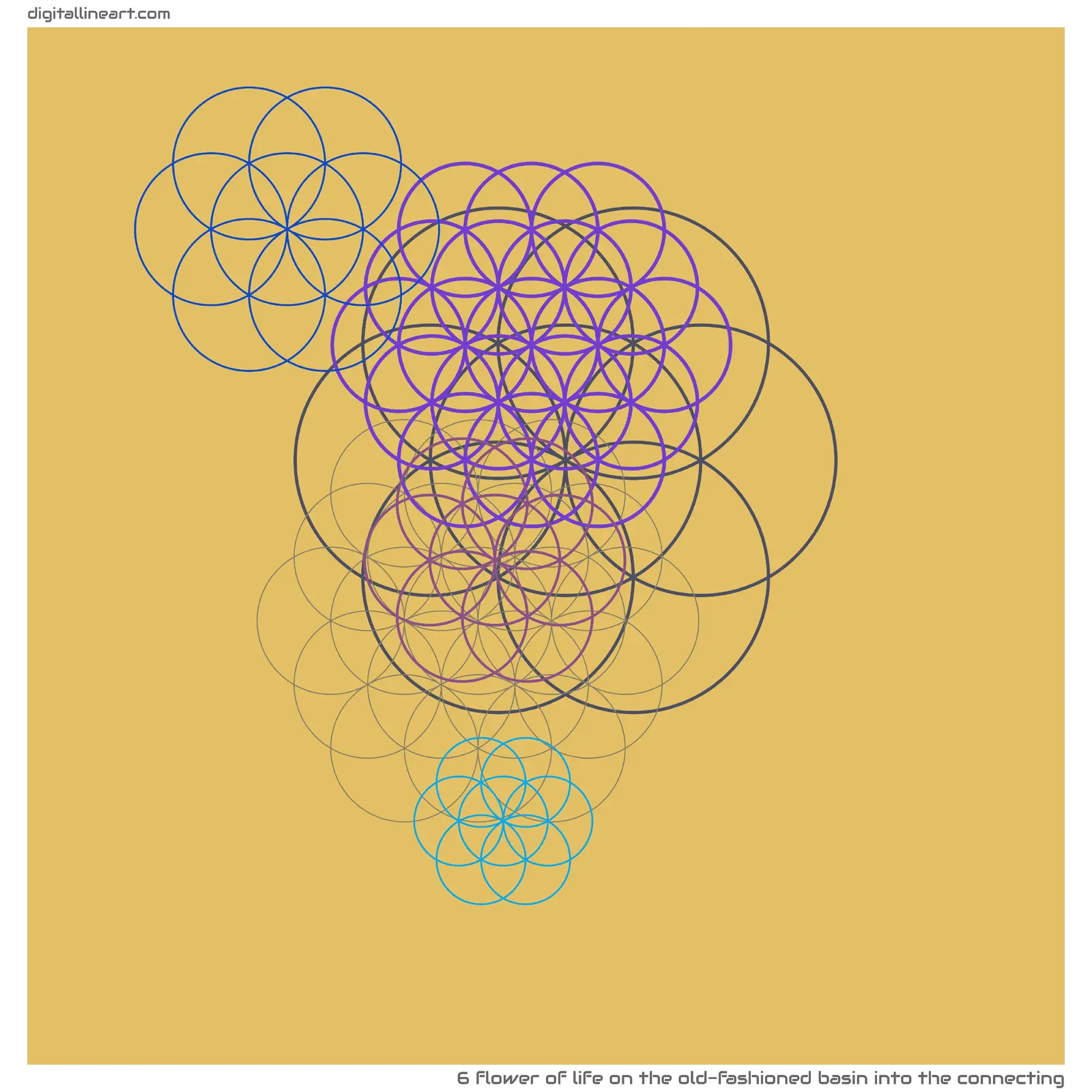 The Old-fashioned Basin into the Connecting — Flower of Life, 6 elements