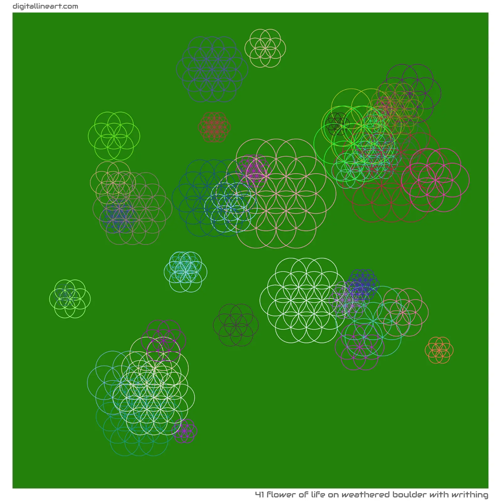 Weathered Boulder with Writhing — Flower of Life, 41 elements