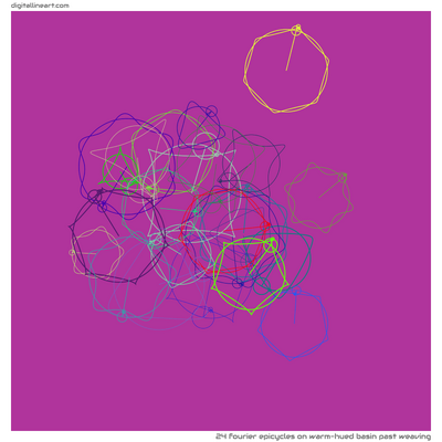 Warm-hued Basin past Weaving — 24 Fourier epicycles