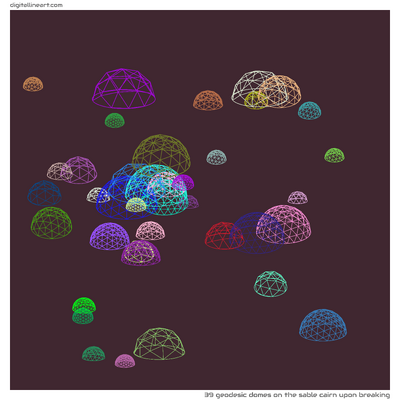 The Sable Cairn upon Breaking — 39 geodesic domes