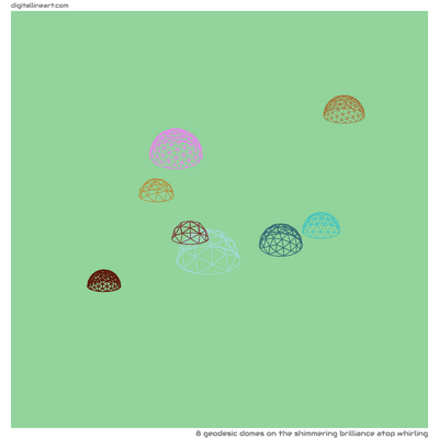 The Shimmering Brilliance atop Whirling — 8 geodesic domes