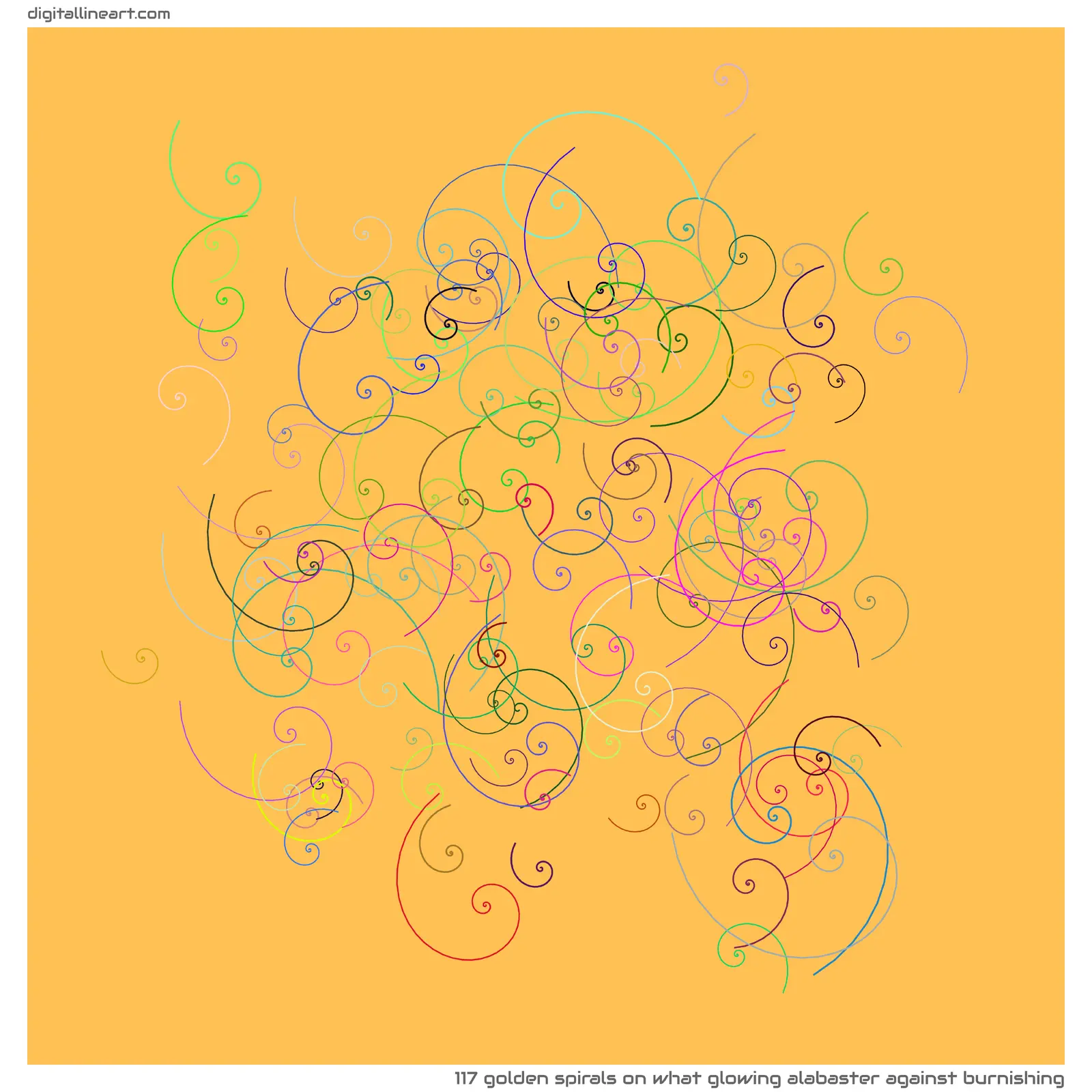 What Glowing Alabaster Against Burnishing — 117 golden spirals
