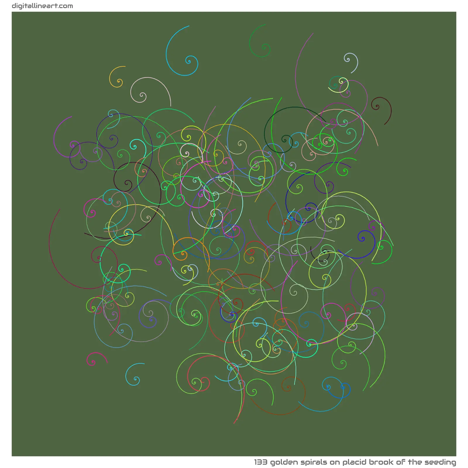 Placid Brook of the Seeding — 133 golden spirals
