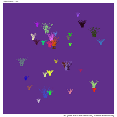 Amber Bay toward the Winding — 33 grass tufts