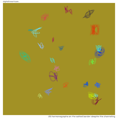 The Salted Border despite the Channeling — 25 harmonographs