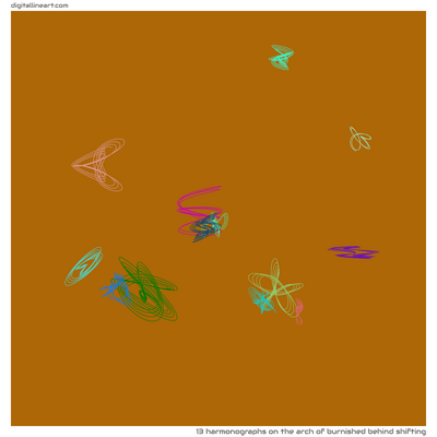 The Arch of Burnished behind Shifting — 13 harmonographs