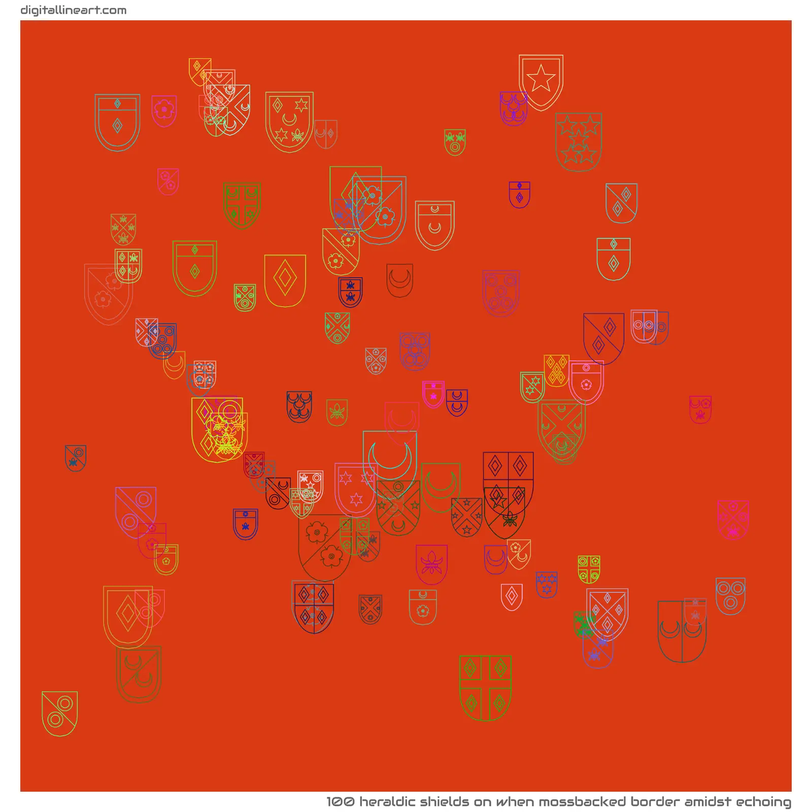When Mossbacked Border amidst Echoing — 100 heraldic shields