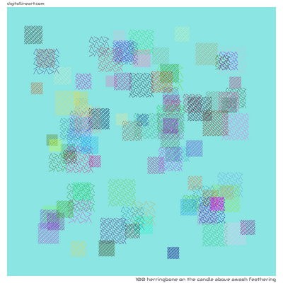 The Candle above Awash Feathering — Herringbone, 100 elements