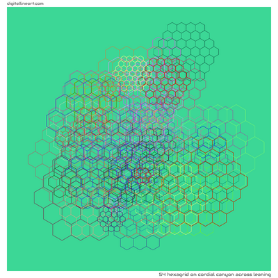 Cordial Canyon across Leaning — Hexagrid, 54 elements