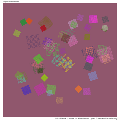 The Alcove upon Furrowed Bordering — 50 Hilbert curves