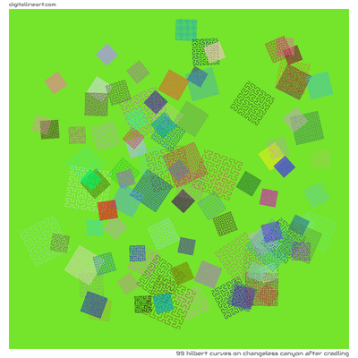 Changeless Canyon after Cradling — 99 Hilbert curves