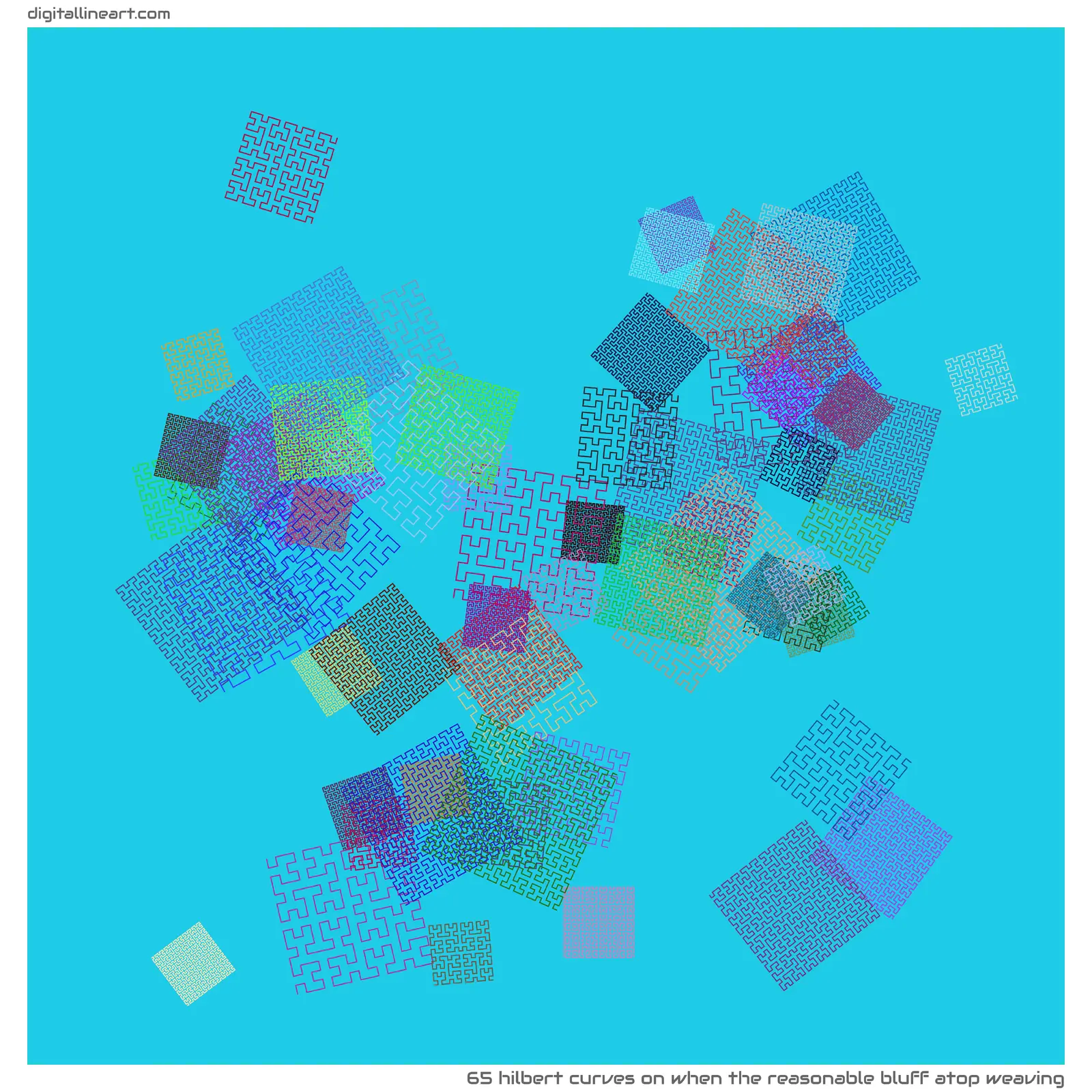 When the Reasonable Bluff atop Weaving — 65 Hilbert curves