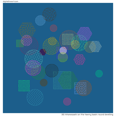 The Tawny Basin round Dwelling — Hitomezashi, 35 elements