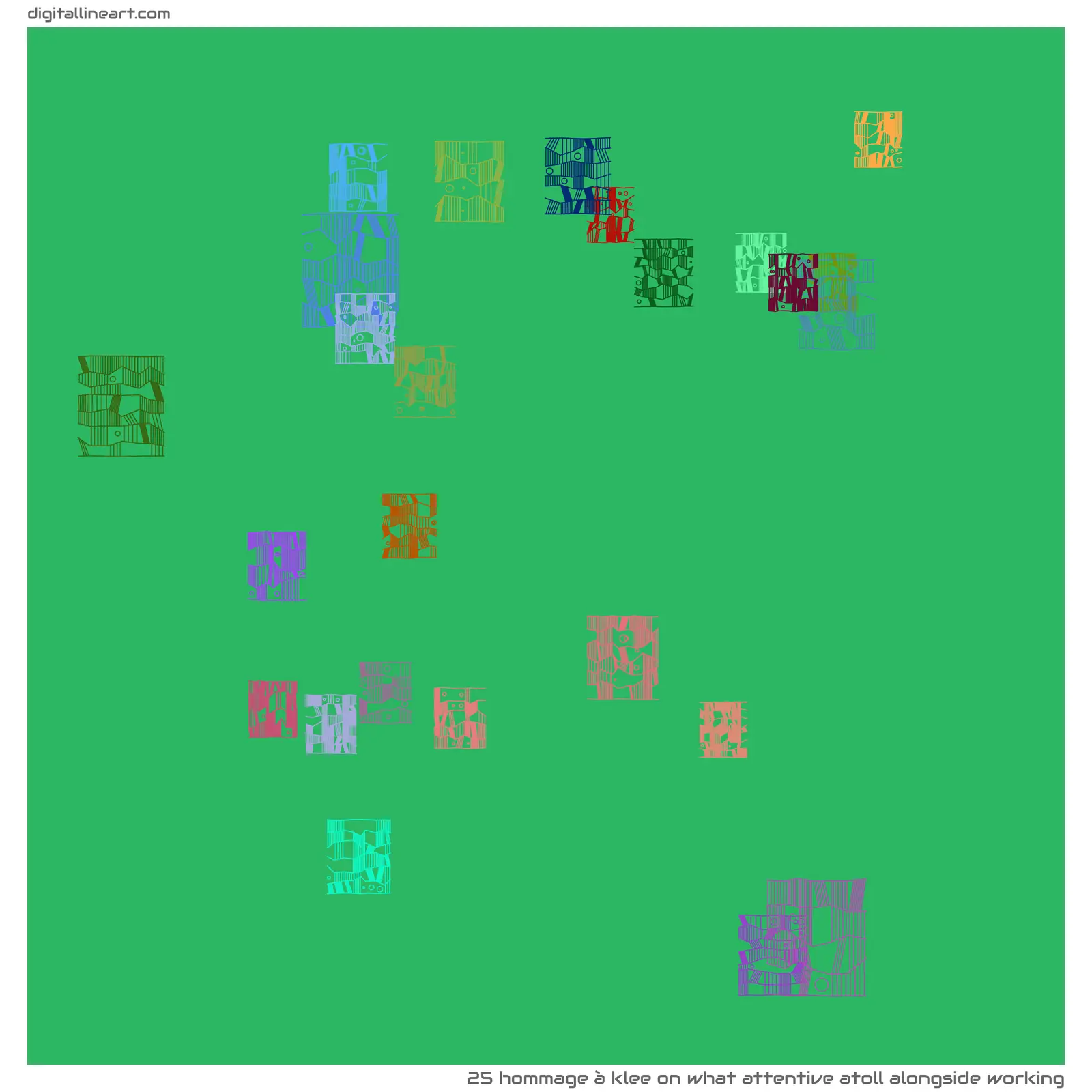 What Attentive Atoll alongside Working — Hommage à Klee, 25 elements