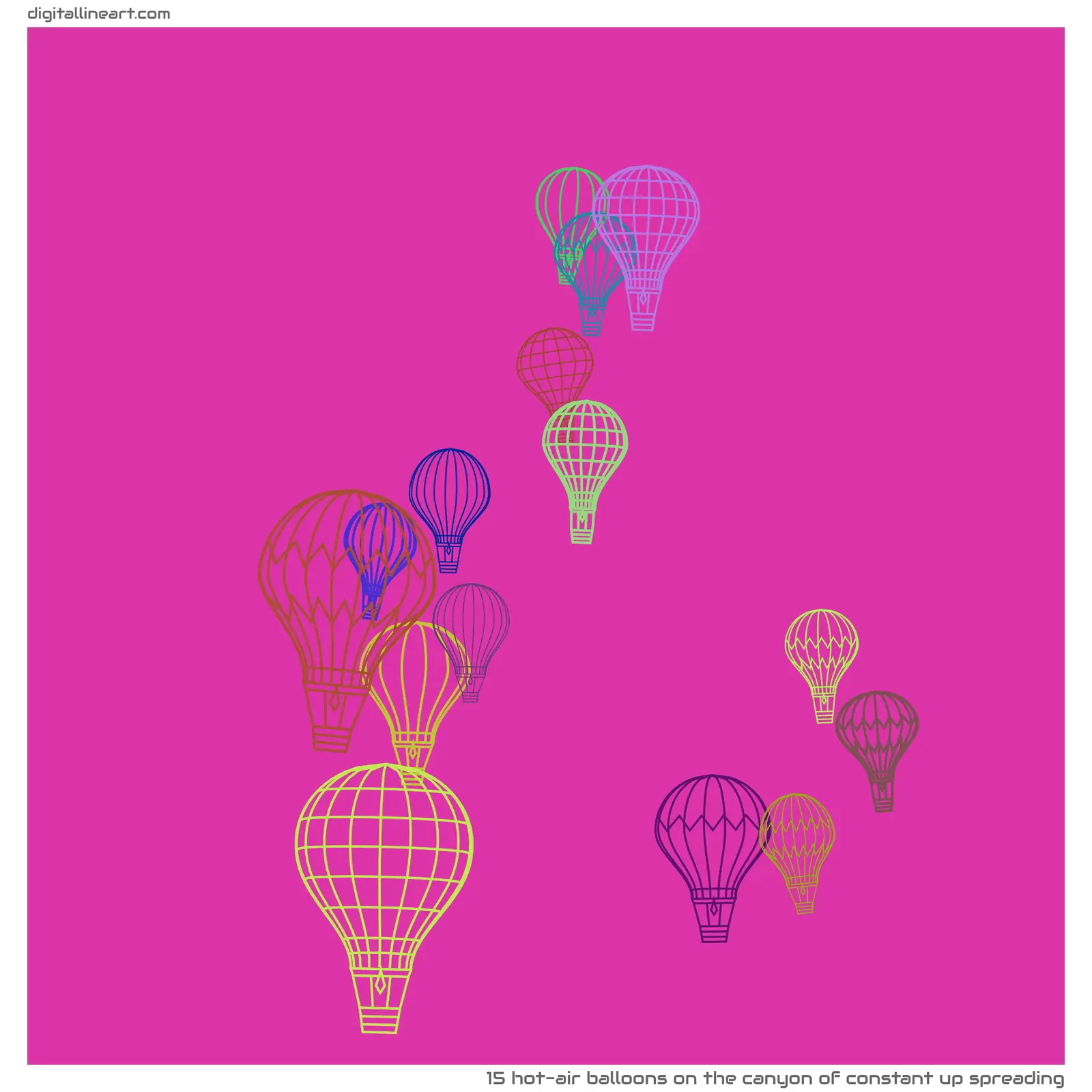 The Canyon of Constant up Spreading — 15 hot-air balloons