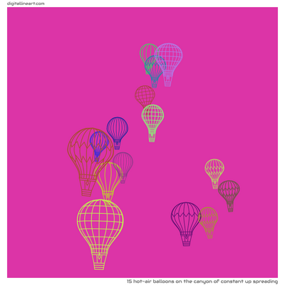 The Canyon of Constant up Spreading — 15 hot-air balloons