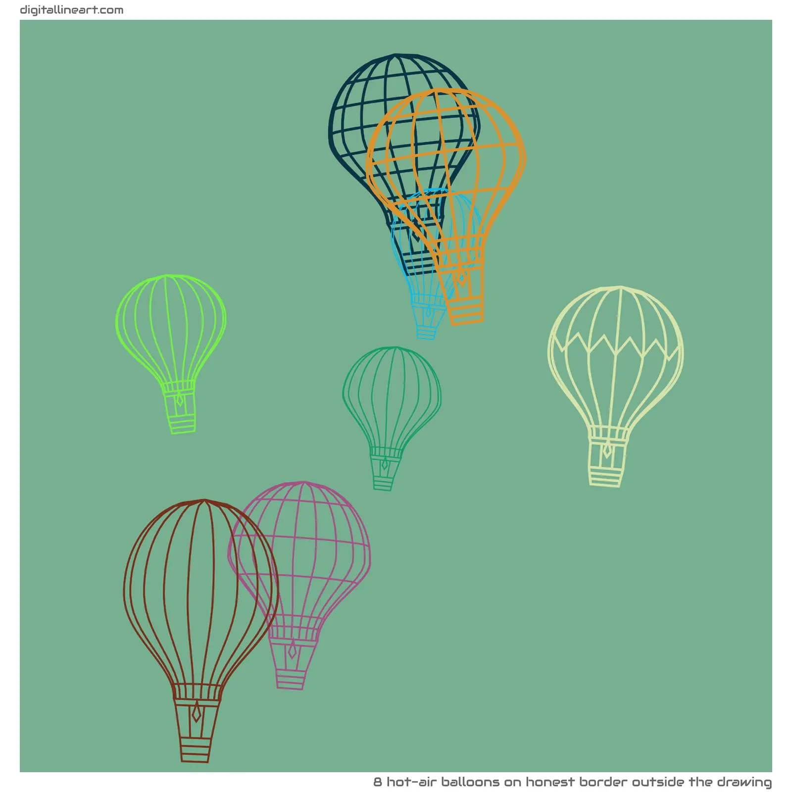 Honest Border outside the Drawing — 8 hot-air balloons