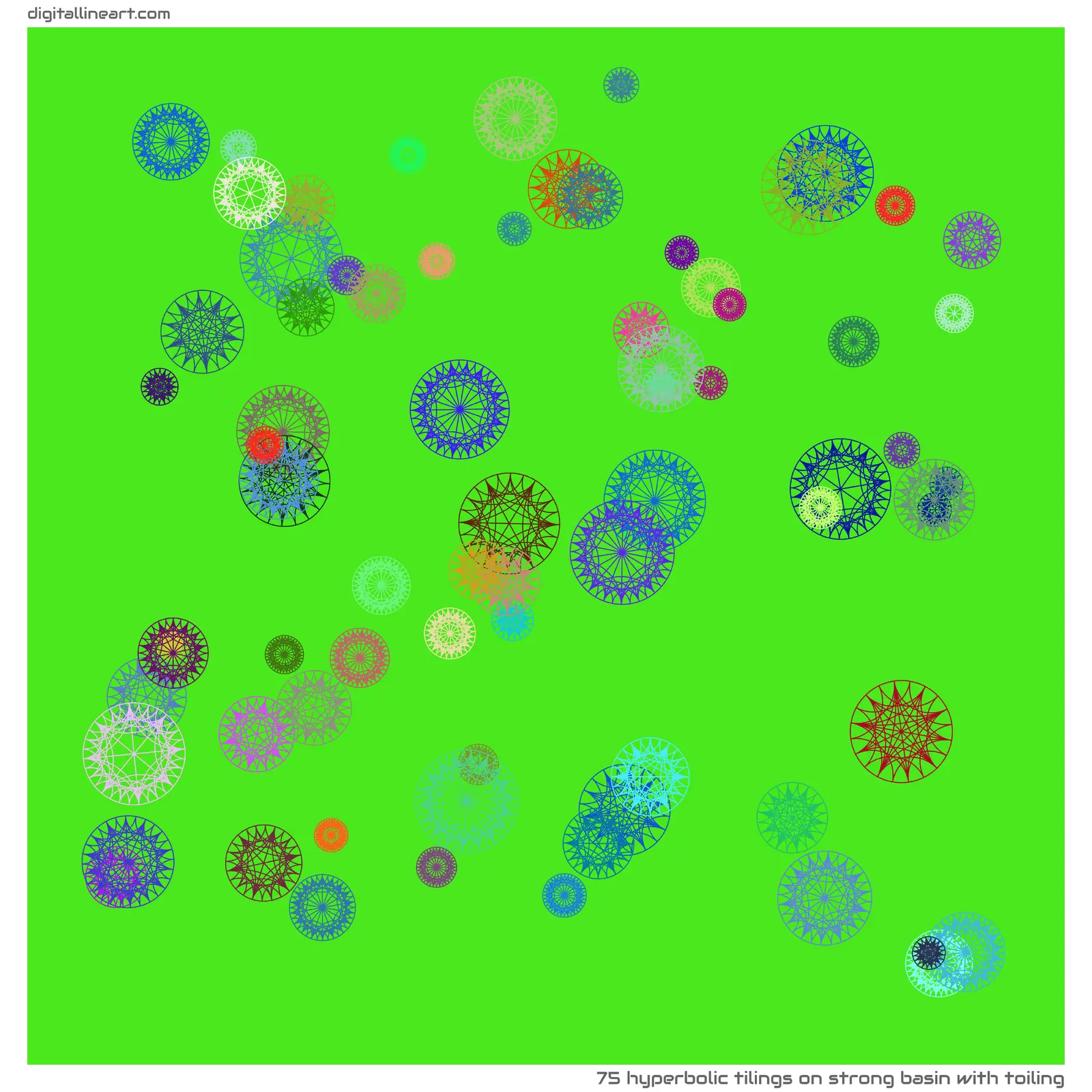 Strong Basin with Toiling — 75 hyperbolic tilings