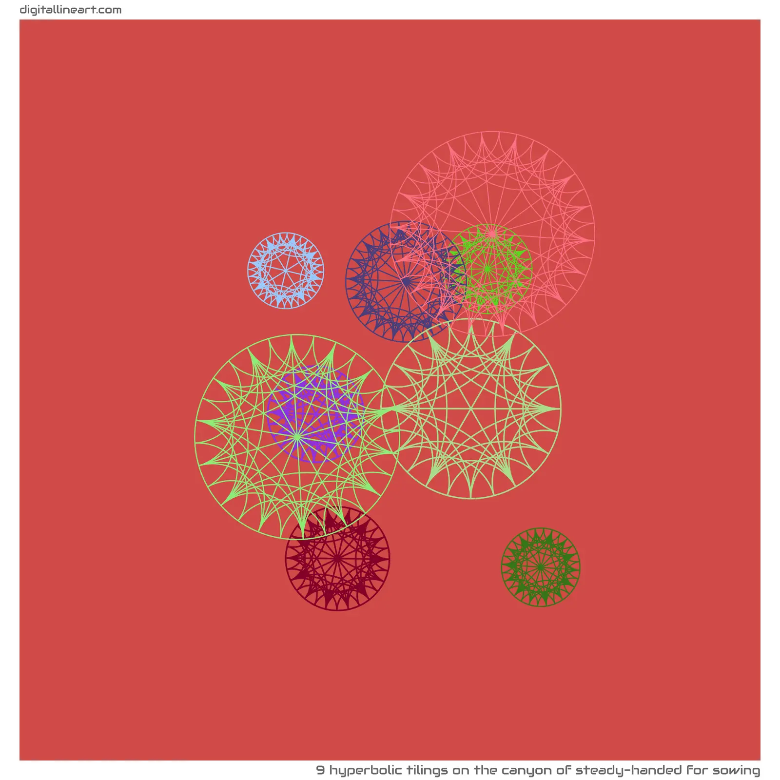 The Canyon of Steady-handed for Sowing — 9 hyperbolic tilings