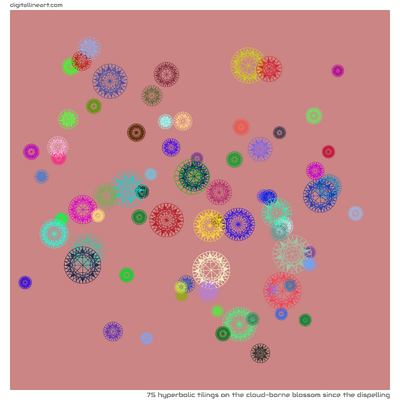 The Cloud-borne Blossom Since the Dispelling — 75 hyperbolic tilings