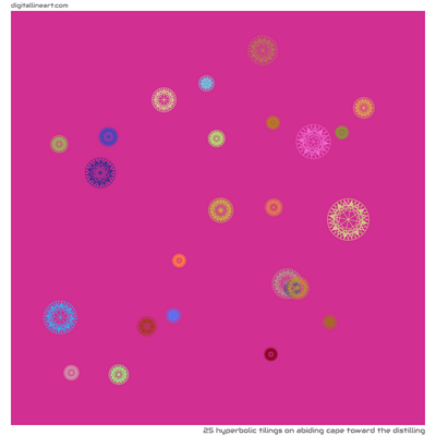Abiding Cape toward the Distilling — 25 hyperbolic tilings