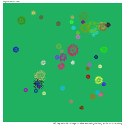 The Muted-gold Bog without Standing — 48 hyperbolic tilings