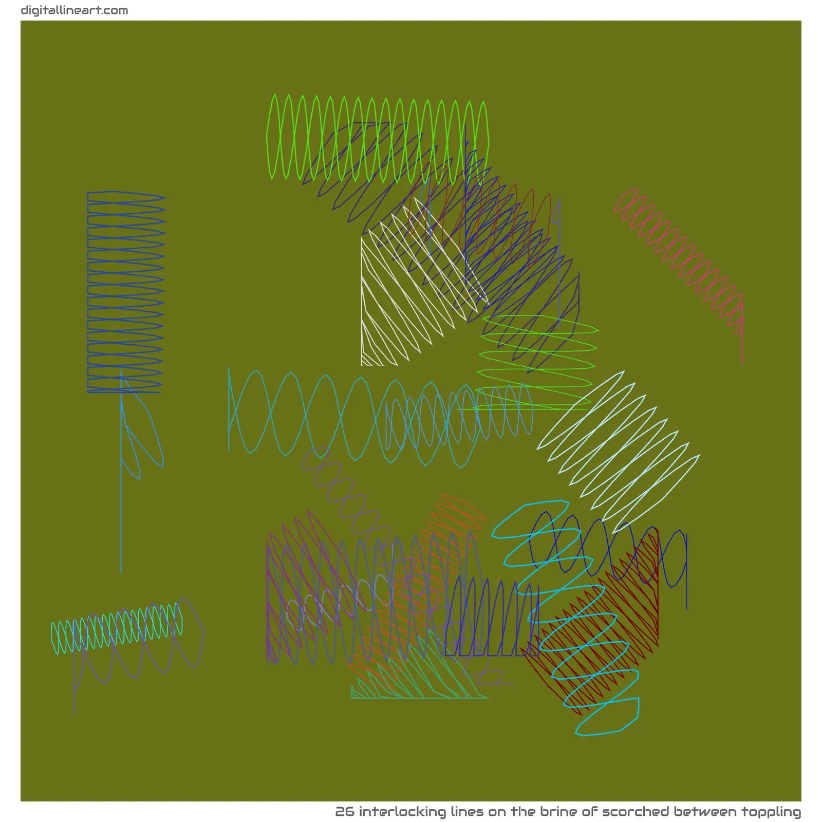The Brine of Scorched between Toppling — 26 interlocking lines