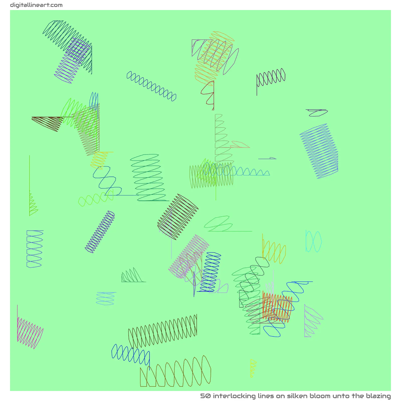 Silken Bloom unto the Blazing — 50 interlocking lines