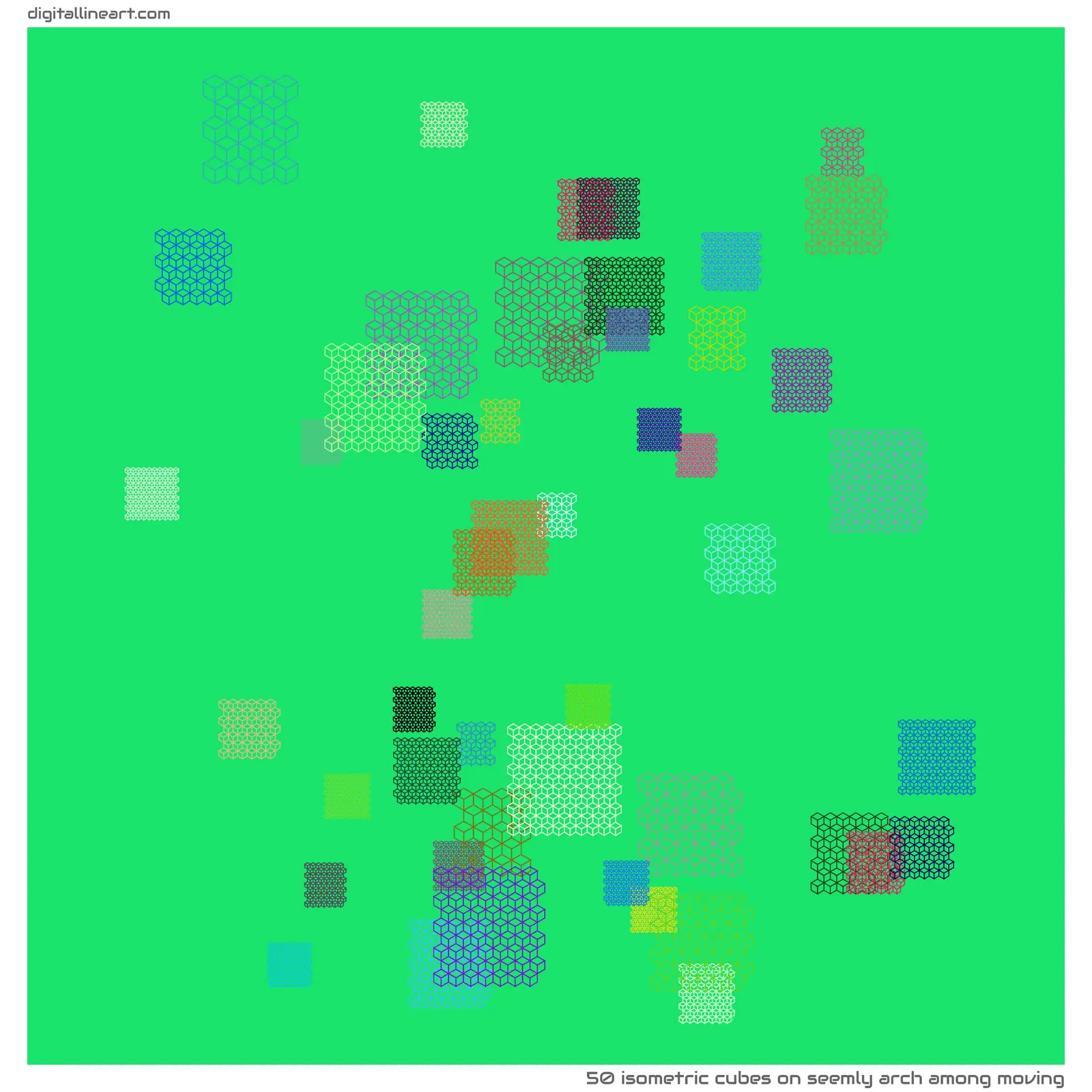 Seemly Arch among Moving — 50 isometric cubes