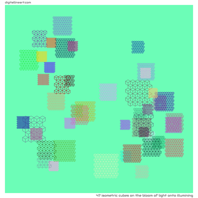 The Bloom of Light onto Illumining — 47 isometric cubes