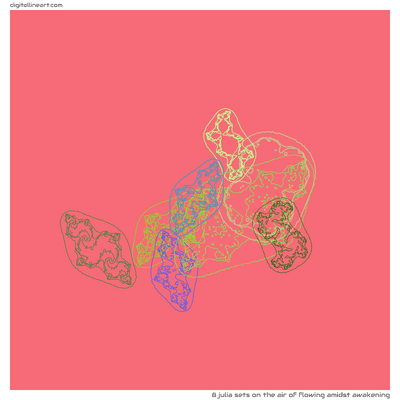 The Air of Flowing amidst Awakening — 8 Julia sets