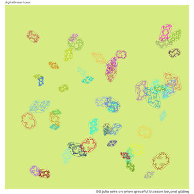 When Graceful Blossom beyond Gilding — 50 Julia sets