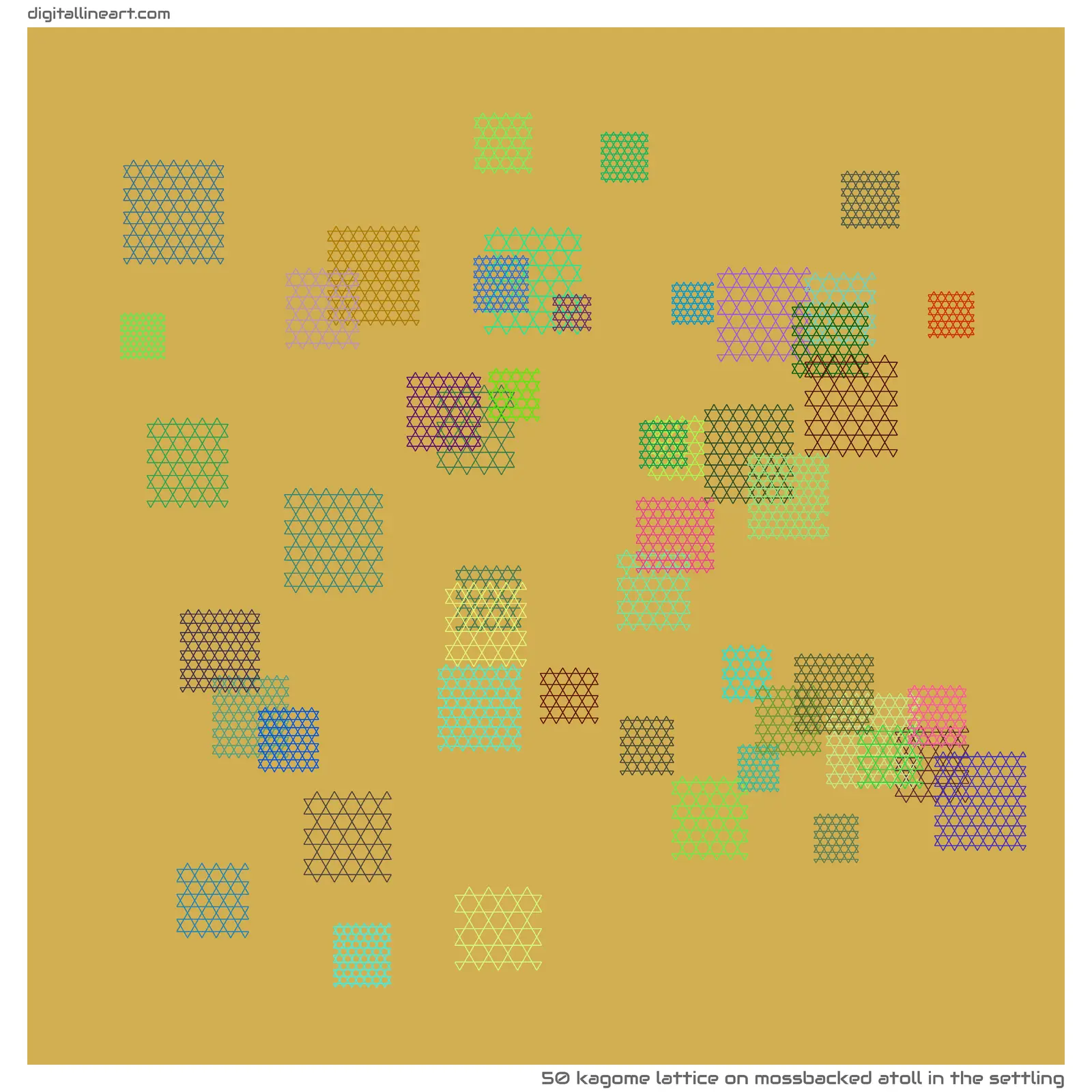 Mossbacked Atoll in the Settling — Kagome Lattice, 50 elements