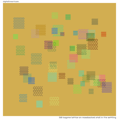 Mossbacked Atoll in the Settling — Kagome Lattice, 50 elements